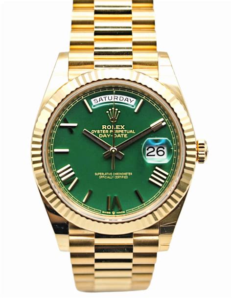 green dial rolex daydate|rolex day date 40 228238.